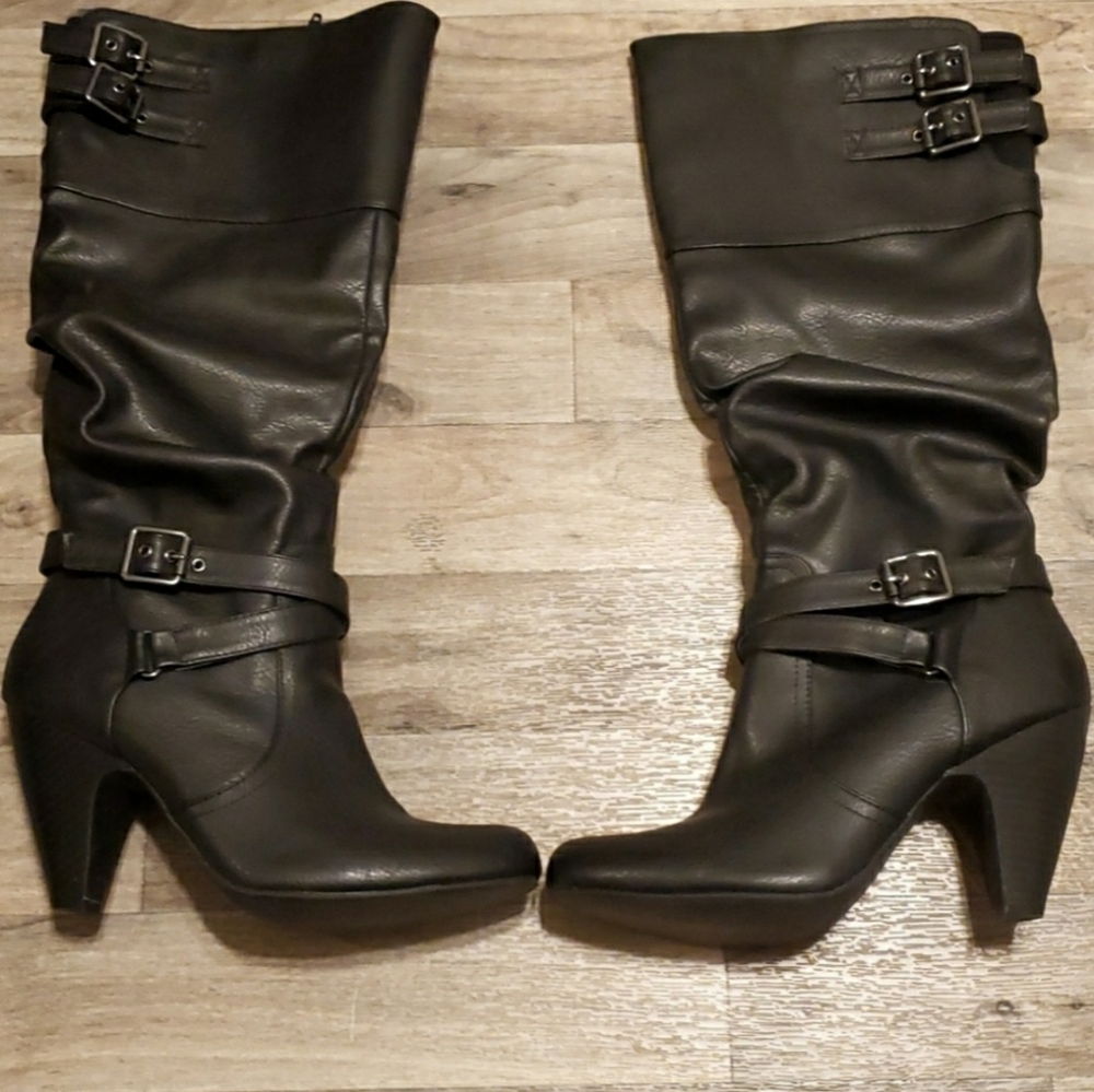 Dolce By Mojo Moxy Faux Leather Black Slouch Boots